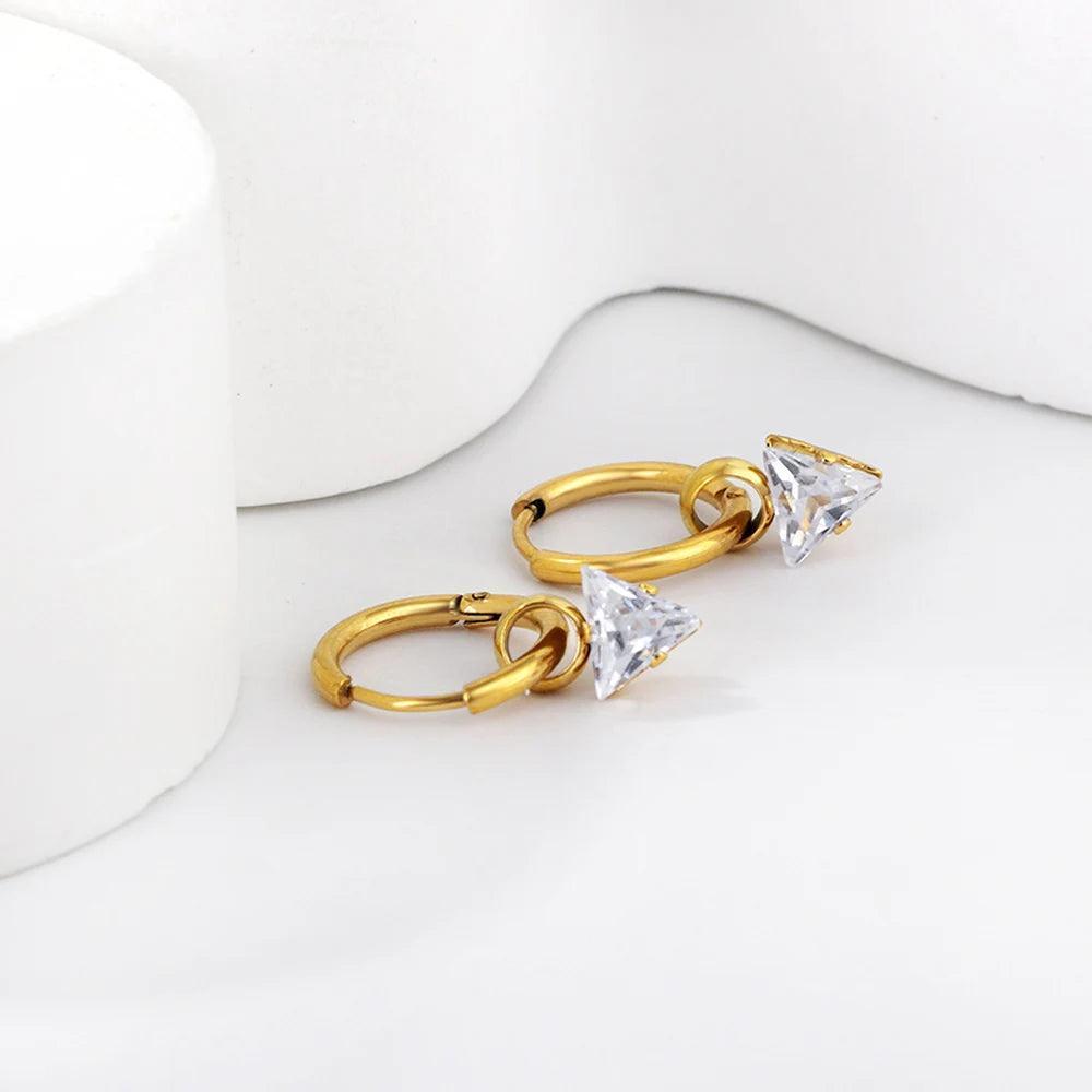 New Exquisite Stainless Steel White Cubic Zirconia Crystals Hoop Waterdrop Star Heart Round Earrings For Women and Girls - The Jewellery Supermarket