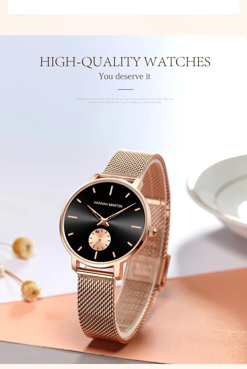 New Rose Gold Tone Elegant Stainless Steel Lady's Watch. Adjustable Multi Function Movement Quartz Wristwatches