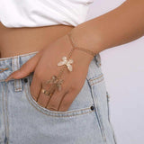 Vintage Punk Goth Exaggerated Spider Snake Butterfly Ring with Bracelet Link and Wrist - Fashion Bracelets Jewellery - The Jewellery Supermarket
