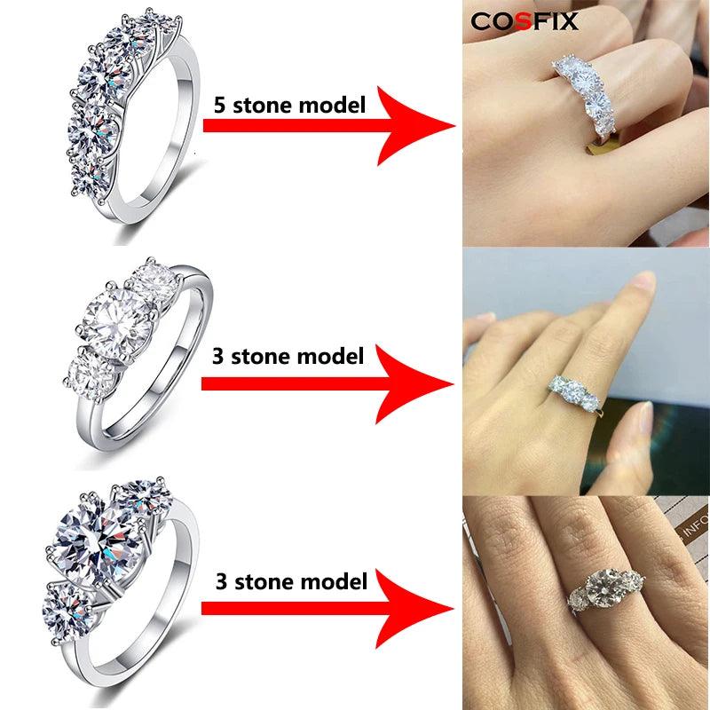 Wonderful 5 Stones Sparkling 18KGP 3.6CT All Moissanite Diamonds Rings Wedding Engagement Sterling Silver Jewellery