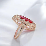 Awesome Horse Eye Design Filled 14K Rose Gold AAA Zircon Crystal Unique Ethnic Rings for Women Daily Fine Jewellery