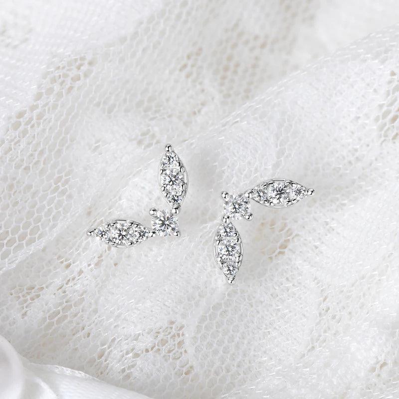 Minimalist Leaf-shape D Colour VVS1 Moissanite Diamonds Silver Earrings For Women Party Daily Fine Jewellery - The Jewellery Supermarket