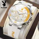 PLAYBOY Top Brand  New Original Fashion High Quality Silicone Strap Multifunction Quartz Watch for Men