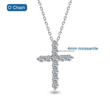 Stunning D Colour VVS1 5mm 5.5ct Cross Necklace with Moissanite Diamonds - Silver Fine Christian Jewellery - The Jewellery Supermarket