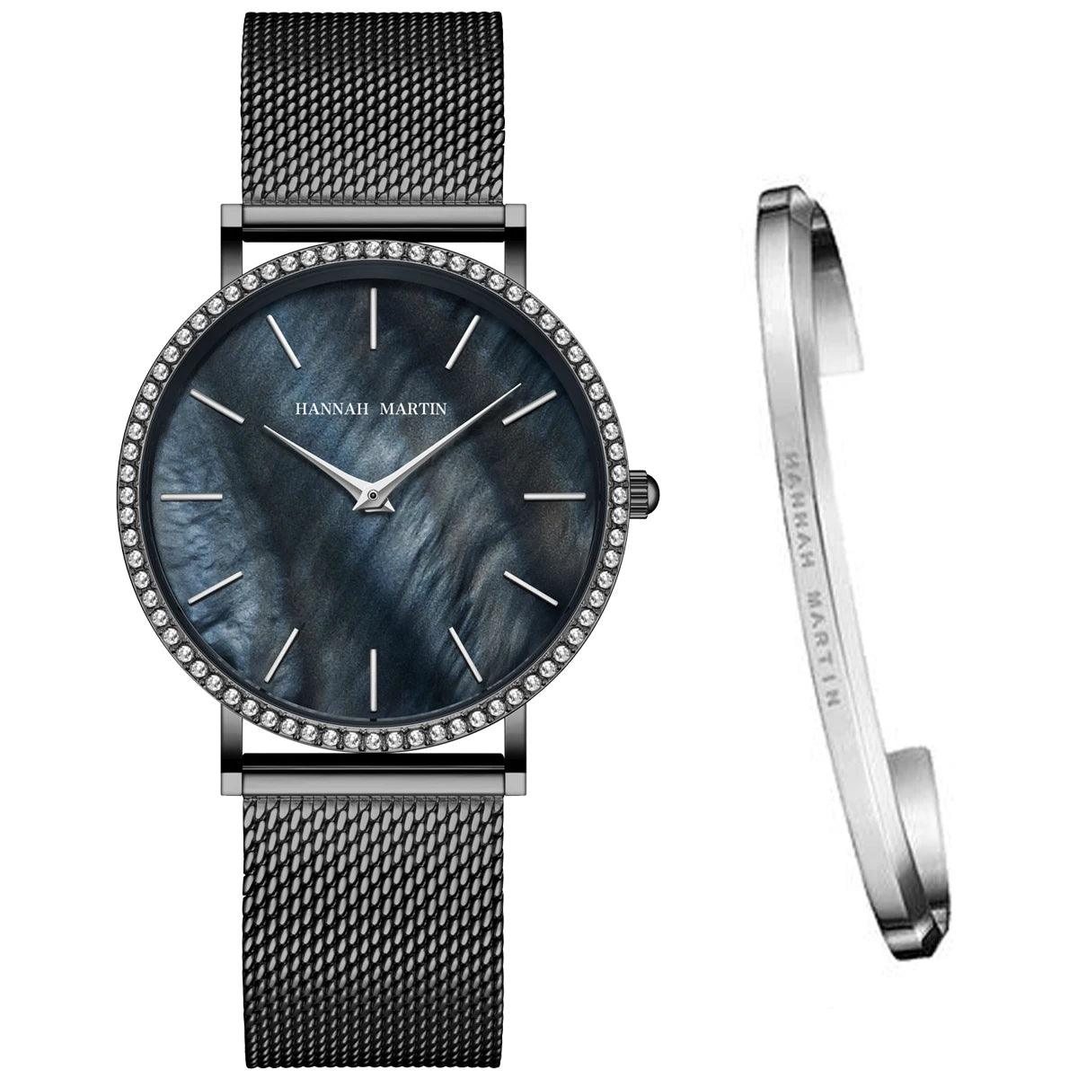 Elegant Luxury Women Watch Quartz Movement Shell Dial Rhinestone Stainless Steel Fashion Waterproof Wristwatches