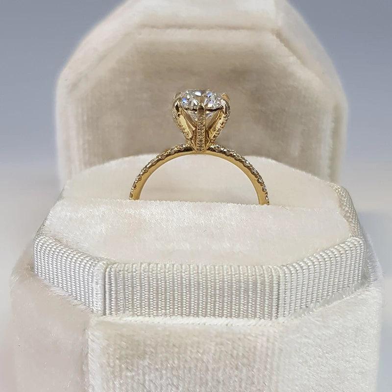 925 Sterling Silver 6.5mm Round Cut D Colour VVS1 Moissanite Solitaire Engagement Wedding Rings, Fine Jewellery