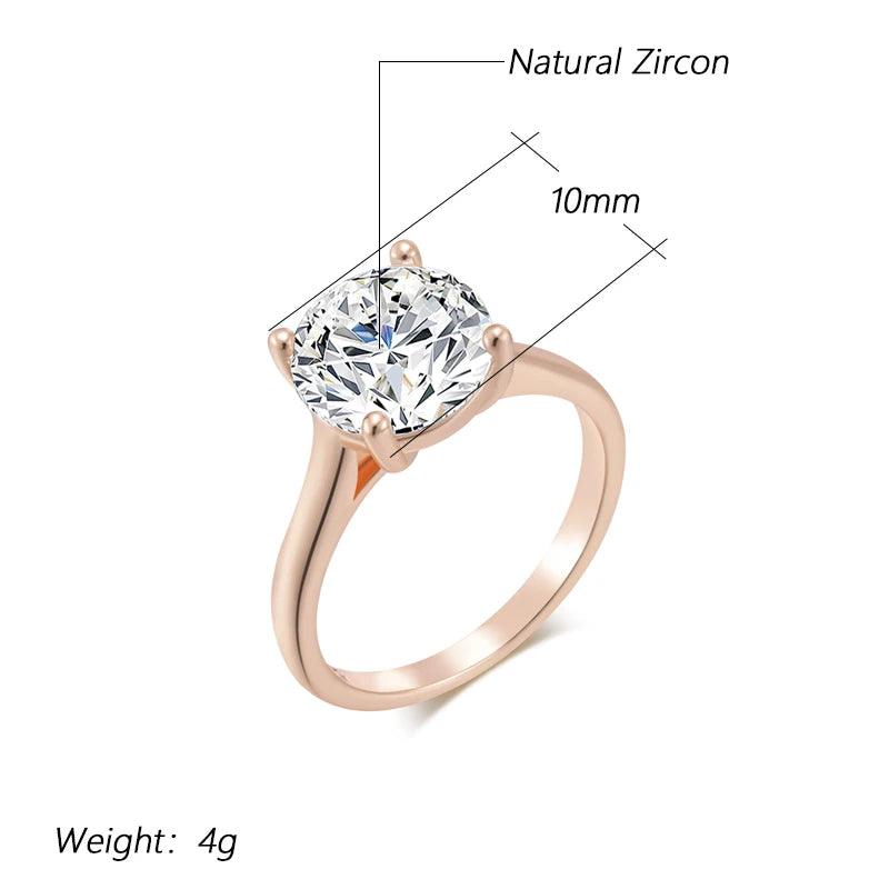 Luxury New Shiny Big AAA Zircon Crystal Rings For Women - Fashion 14K Filled Rose Gold Daily Fine Jewellery