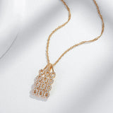 Luxury Hollow Shiny Filled 14K Rose Gold AAA Zircon Diamonds Necklace For Women - Luxury Jewellery