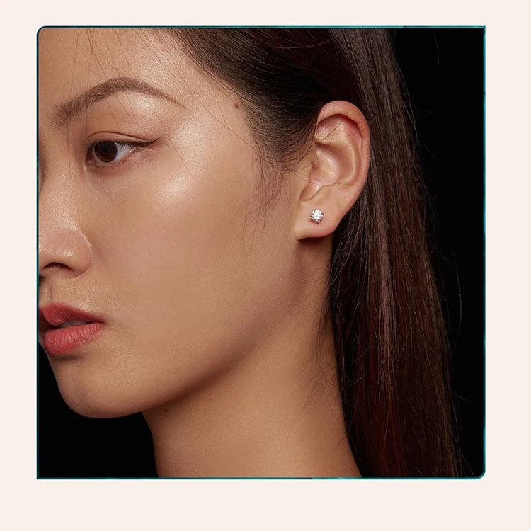 Awesome WGP D Colour VVS1 Clarity 0.5-1ct Moissanite Diamonds Screw Back Earrings , Sterling Silver Fine Jewellery - The Jewellery Supermarket