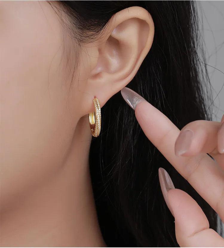 Delicate 18KGP D Color VVS1 Moissanite Diamonds Hoop Earrings For Women Silver Diamond Fashion Party Jewellery - The Jewellery Supermarket