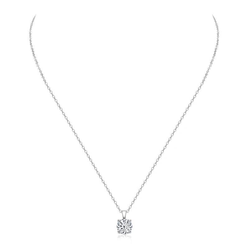 18KGP 6.5mm 3.0cttw D Colour Moissanite Diamonds Fine Jewellery Set - Silver Stud Earrings Necklace for Special Occasions - The Jewellery Supermarket
