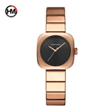 Elegant Minimalist Rose Gold Plated Elliptic Women's Watches,  Square Japanese Movement Casual Fashion Wristwatches