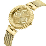 Luxury Brand Elegant Gold Tone Geometric Dial Women's Quartz Movement Watches Stainless Steel Mesh Belt Watches
