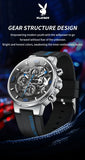 PLAYBOY Fashion Top Brand Luxury Silicone Sport Watch Quartz Date Waterproof Wristwatch Chronograph Mens Watches