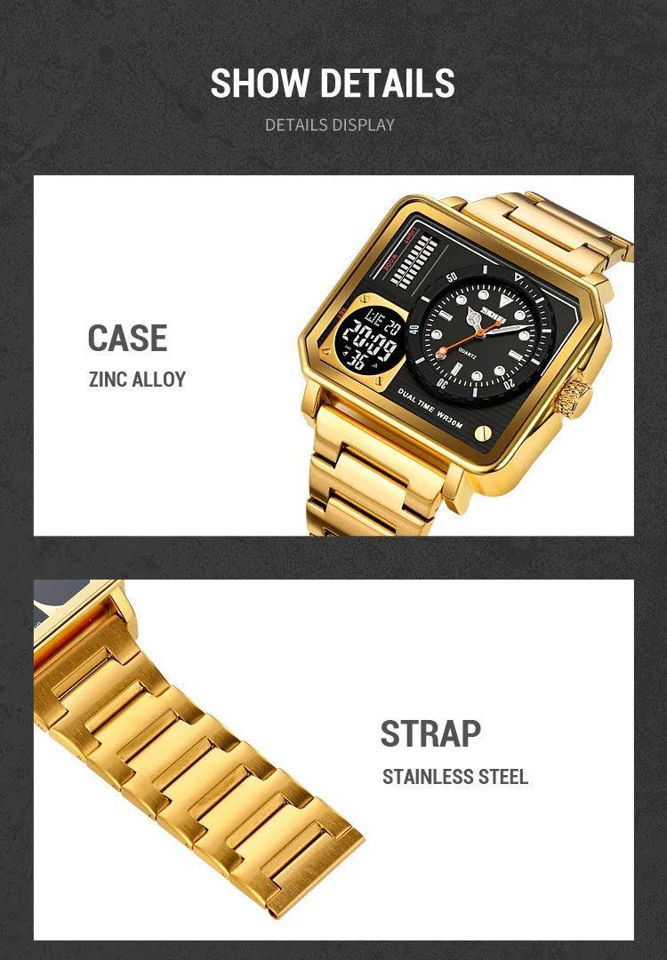 Trendsetter Casual 2 Display Chrono Hipster Waterproof Steel Bracelet Back Light Analog Digital Sport Watches - The Jewellery Supermarket
