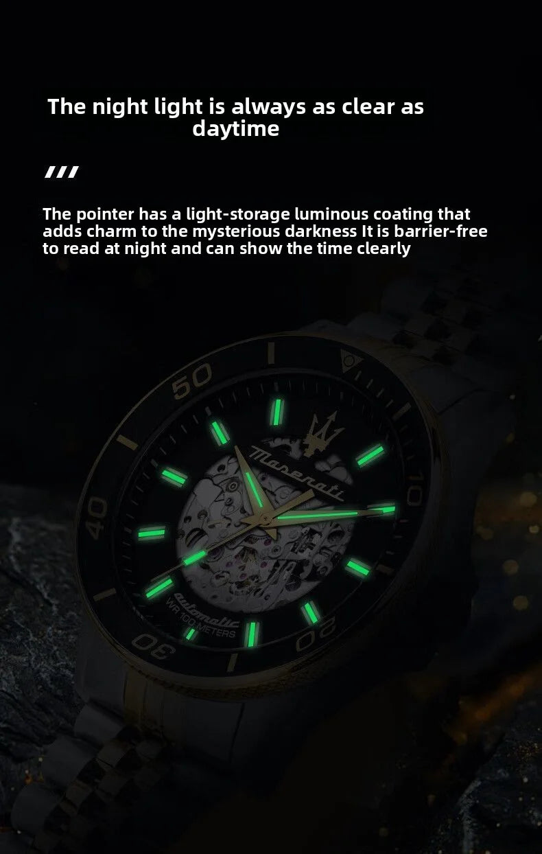 Maserati Sports Watch Men's Hollow Automatic Mechanical Fashion Perspective of European and American Watches