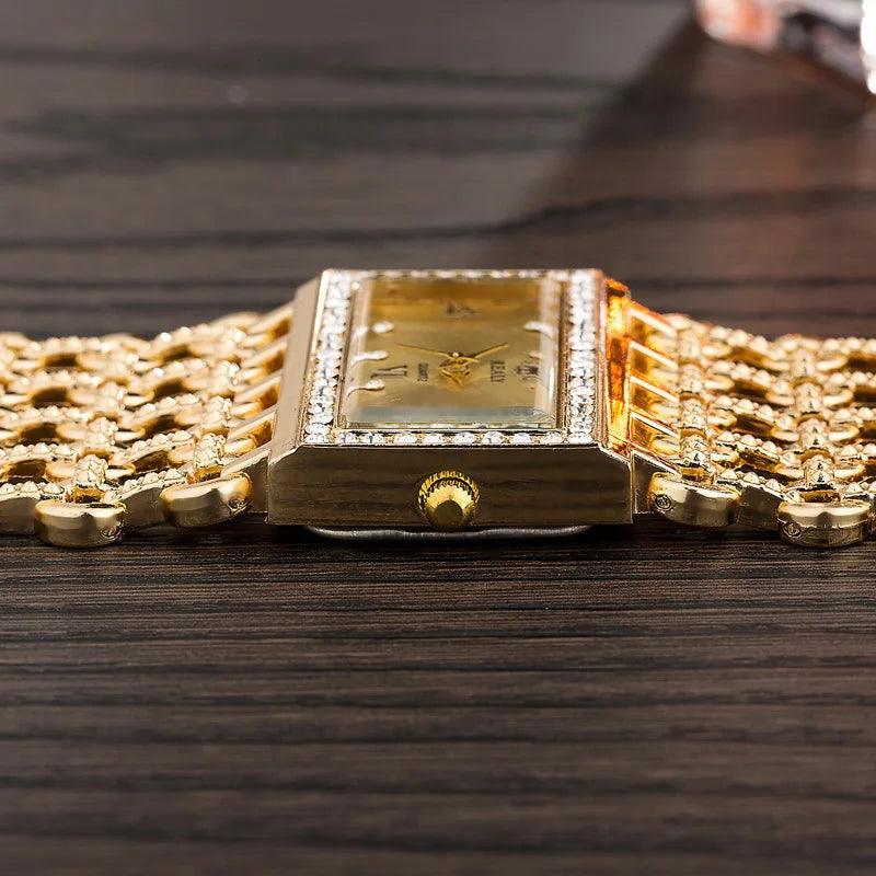 Classic Square Gold Women Watches High-end Temperament Ladies Dress Bracelet Watch Luxury Diamonds Quartz Wristwatch Montre - The Jewellery Supermarket