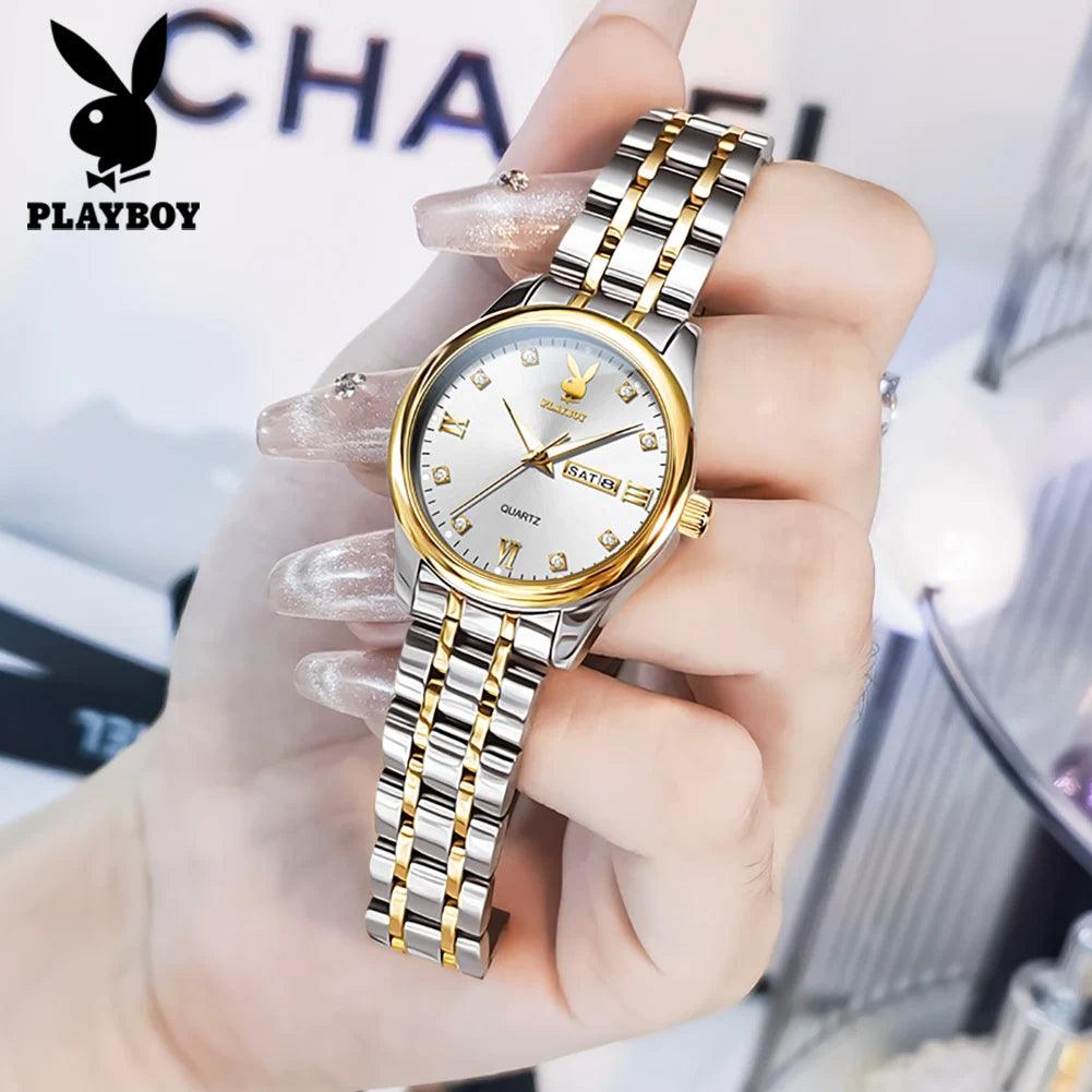Elegant Fashion Luxury Brand Stainless Steel Waterproof Calendar Luminous Original Quartz Women's Wristwatches