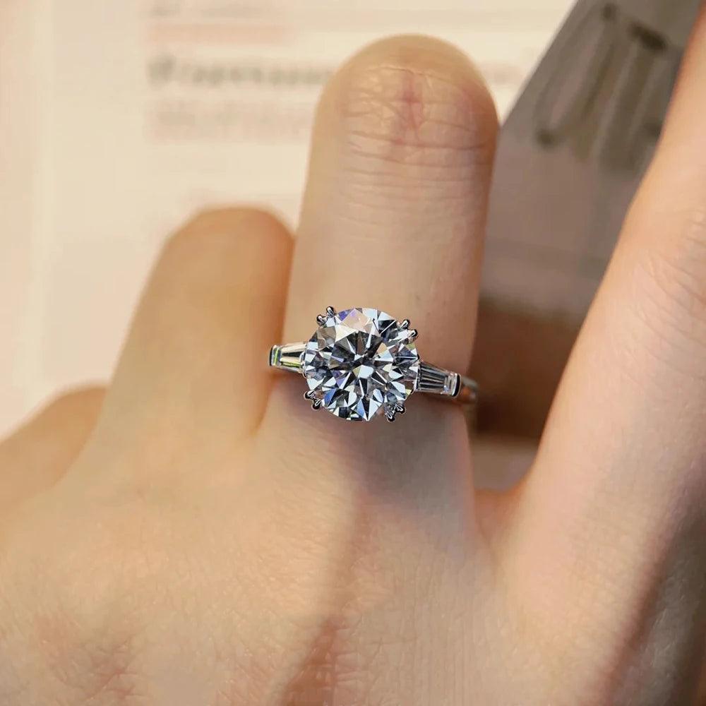 Three Stones 1/3Carat Moissanite Diamonds Rings Silver Engagement Wedding Band Fine Jewellery with GRA Certificate