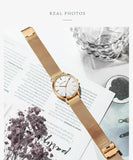 Elegant Luxury Brand Fashion Rosegold Colour Stainless Steel Mesh Strap Japanese Quartz Movement Ladies Watches