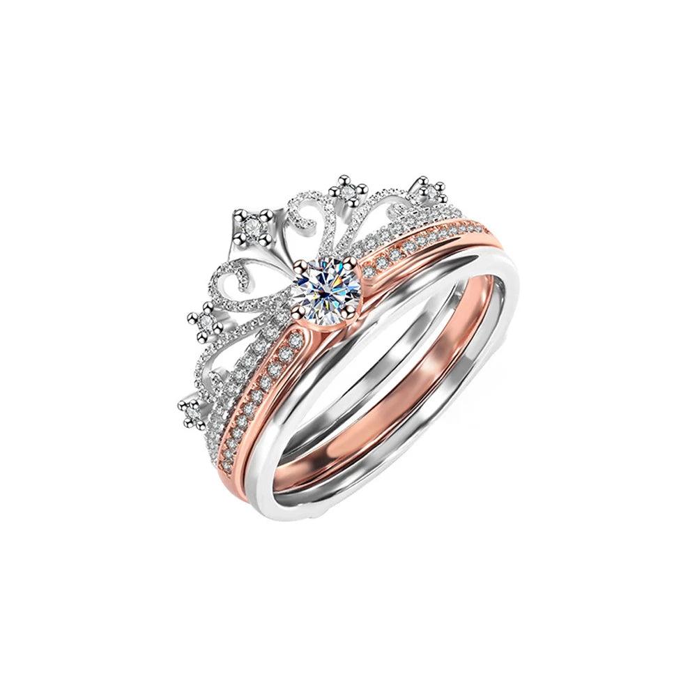 Dazzling VVS1 D Colour 0.3CT Moissanite Diamonds Engagement Wedding Crown Rings - 925 Silver GRA Certified Jewellery