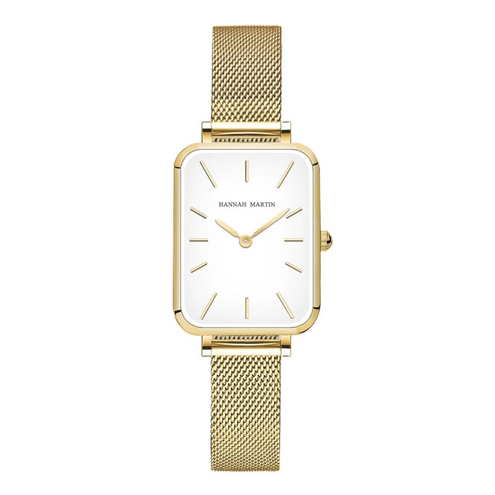 Super Elegant Rectangle Ultrathin Nordic Style Quartz Movement Fashion Stainless Steel Mesh Bracelet Ladies Watches