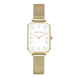 Super Elegant Rectangle Ultrathin Nordic Style Quartz Movement Fashion Stainless Steel Mesh Bracelet Ladies Watches