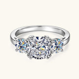 Dazzling 3 Stone 3.5CTTW Cushion & Round Cut Moissanite Diamonds 925 Silver Engagement Wedding Rings For Women