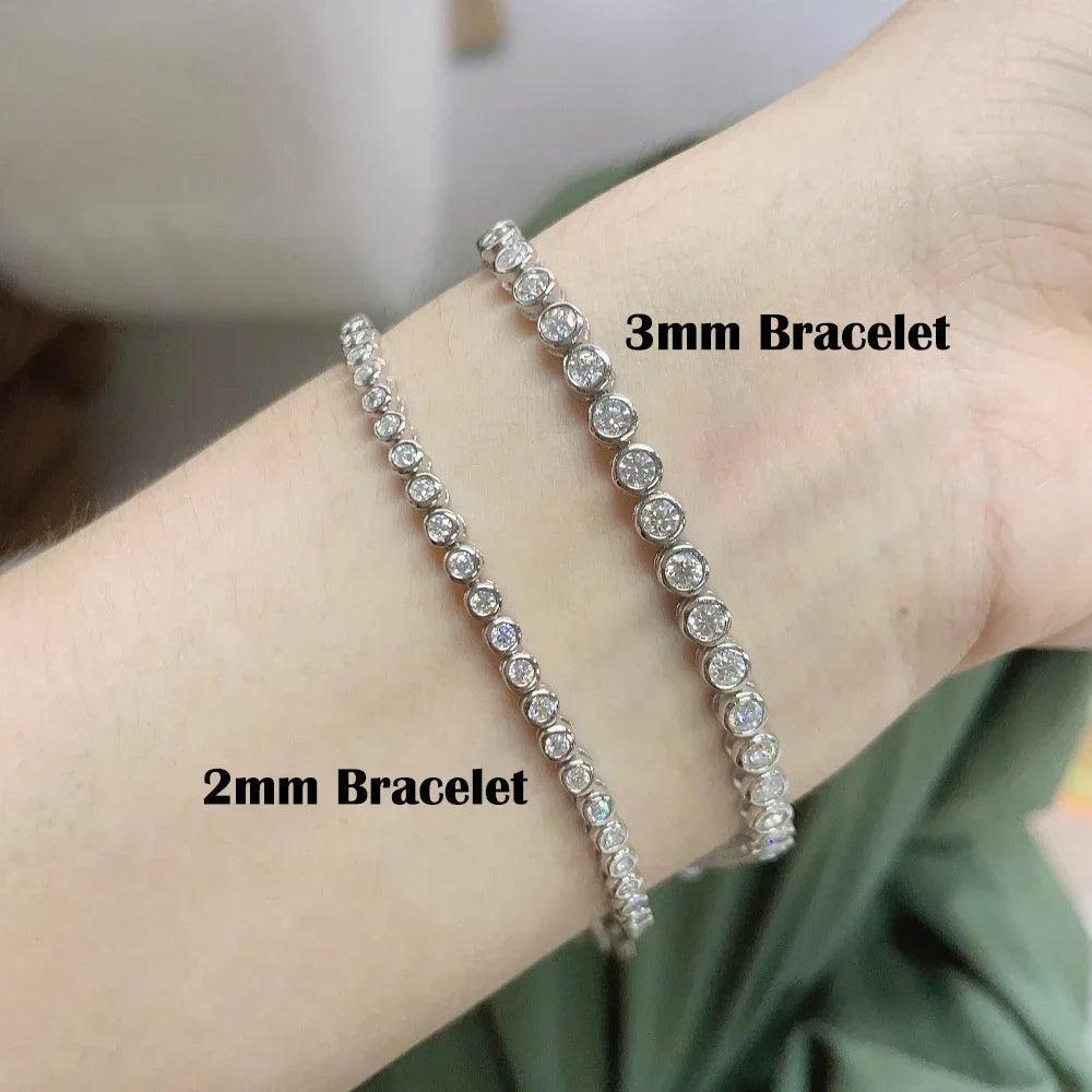 Charming 18K WGP Moissanite Diamonds Tennis Bracelets for Women Men - Silver Original Certified Bracelets - The Jewellery Supermarket