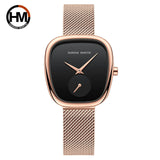 Fashionable Minimalist Style Elegant Ladie's Quartz Wristwatch Wine Barrel Rose Gold or Black Oval Women's Watches