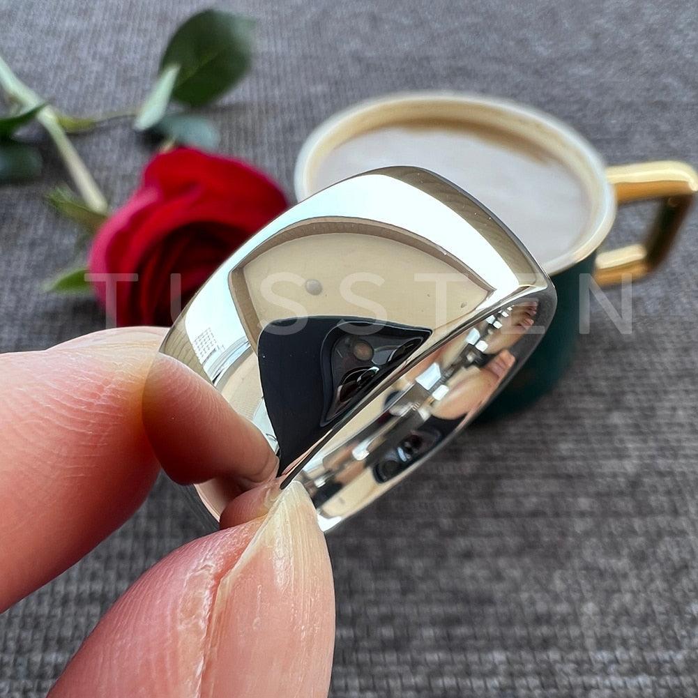New Arrival 10MM Domed PolishedWhite Tungsten Men's Comfort Fit Fashion Wedding Engagement Rings - The Jewellery Supermarket