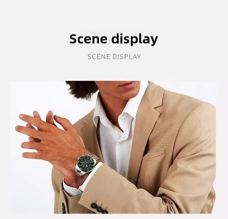 Maserati Original Green Water Ghost Trend Sports Watch Europe and America Style Authentic Quartz Wristwatch