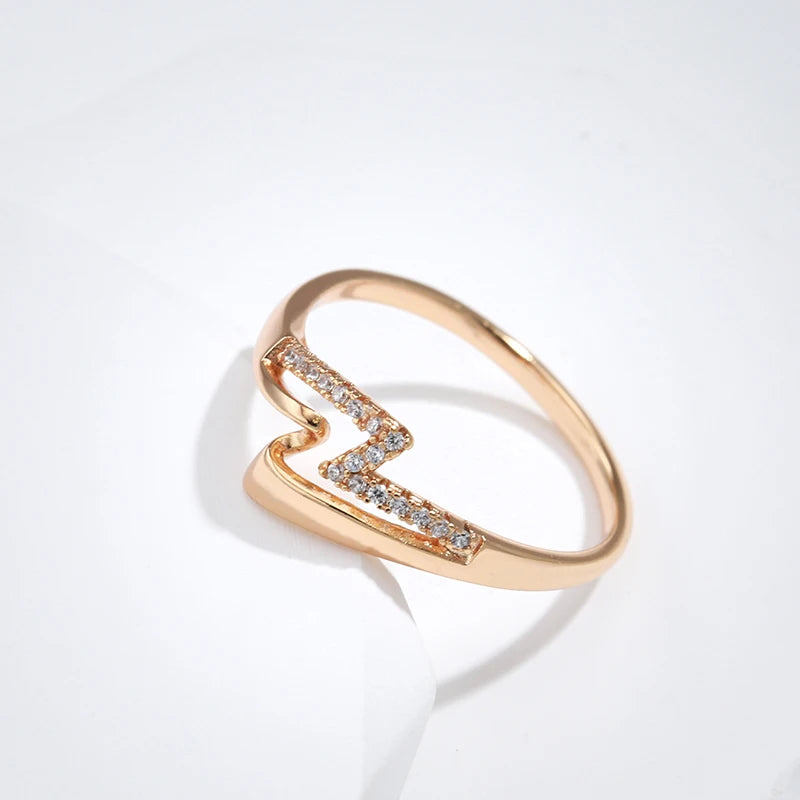 Luxury Double Layer Glossy Metal 14K Rolled Rose Gold AAA Zircon Diamonds Ring - Fine Personality  Jewellery