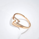 Luxury Double Layer Glossy Metal 14K Rolled Rose Gold AAA Zircon Diamonds Ring - Fine Personality  Jewellery