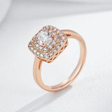 Fabulous 14K Rolled Rose Gold Square Trend Shiny AAA Zircon Diamonds Rings for Women - Daily Fine Jewellery