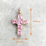 Brand New Pendant Cross With Pink AAA CZ Crystals And Star Rose Gold Plated Fine 925 Sterling Silver Jewellery - The Jewellery Supermarket