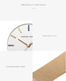 Elegant Luxury Brand Fashion Rosegold Colour Stainless Steel Mesh Strap Japanese Quartz Movement Ladies Watches