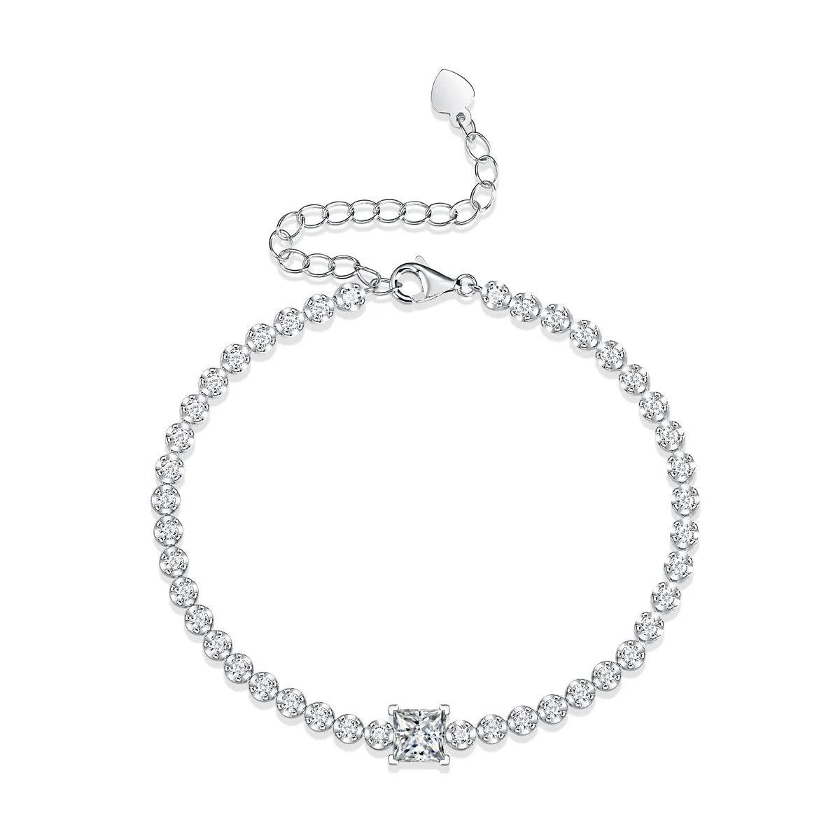 Radiant 1ct D Color VVS1 14K WGP Radiant Cut Square High Quality Moissanite Diamonds Bracelets - Luxury Jewellery - The Jewellery Supermarket