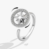 New Anti Anxiety North Star Crystal Adjustable Fidget Spinner Rings For Women - Ideal Fashion Party Daily Use Gifts - The Jewellery Supermarket