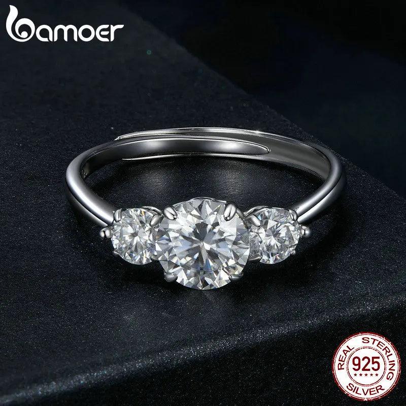 Remarkable 14WGP D Color VVS1 1.6CTTW Round Moissanite Diamonds Rings for Women, Sterling Silver Engagement Rings