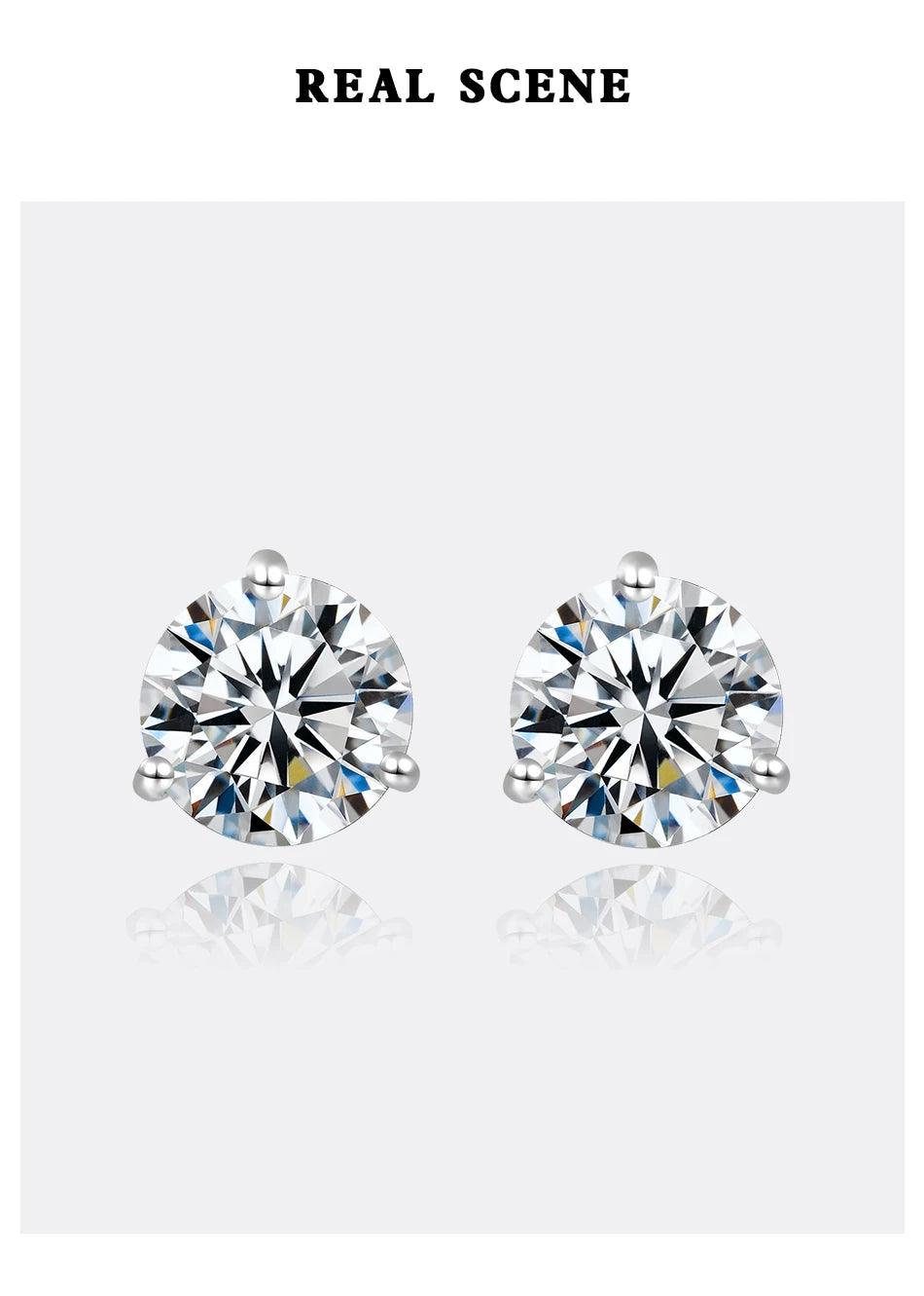 Classic Style D Colour VVS1 Charming Moissanite Diamonds Stud Earrings for Women Sterling Silver Fine Jewellery - The Jewellery Supermarket