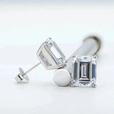 Stunning 18K WGoldP 2ct D Colour VVS1 Emerald Cut Moissanite Diamonds Stud Earrings - Fine Sterling Silver Jewellery - The Jewellery Supermarket