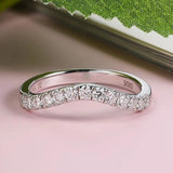 Adorable D Color 0.39ct Curved Half Eternity Moissanite Diamonds Rings, Wedding Engagement Silver Rings