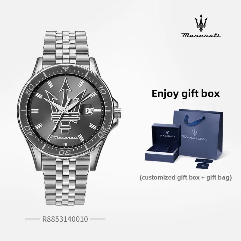 Luxury Maserati Watches Men's Luxury Fashion Trends in Europe and America Luminous Gold Steel Strap. Ideal Present