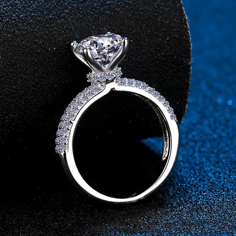 Amazing 100% Real Moissanite With Pave Band 2CT 925 Sterling Silver Diamond  Engagement Wedding Dream Bridal Rings