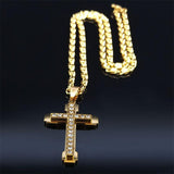 Christian Jesus Cross Religious Necklace - Gold Colour Stainless Steel Religious Pendant Necklaces Chain Jewellery - The Jewellery Supermarket
