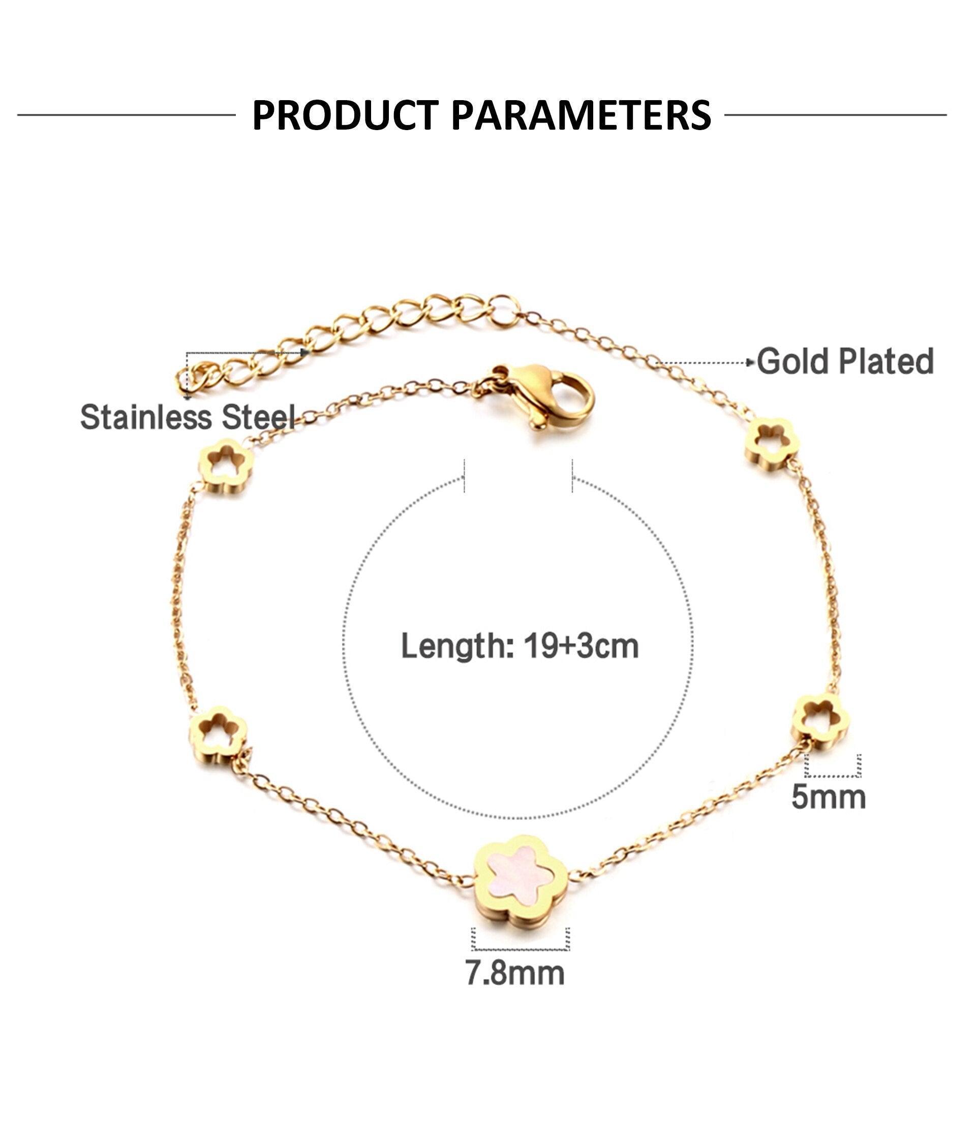 Elegant White Shell Charm Bracelet For Women - Hollow Flower Chain Stainless Steel Luxury Jewellery  - The Jewellery Supermarket