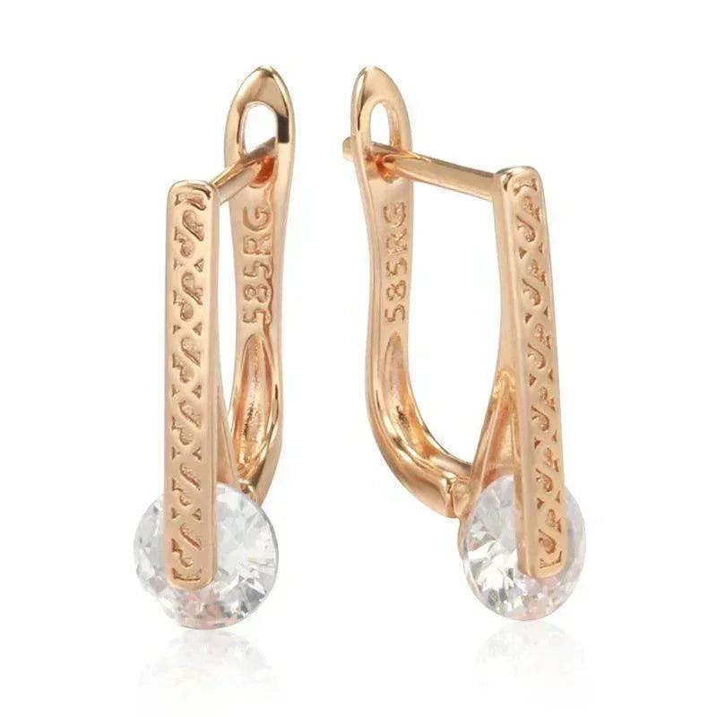New 14K Rolled Rose Gold AAA Emerald Zircon Crystals Luxury Round Crystal Earrings For Women -  Fine Jewellery