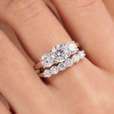 Amazing 3 Stones Sparkling 2/4 Carat Moissanite Diamonds Rings Silver Wedding Engagement Jewellery With Certificate