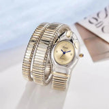 New Luxury Gold Silver Colour Snake Shaped Quartz Watches For Women - Elegant Fashionable Bracelet Wristwatches